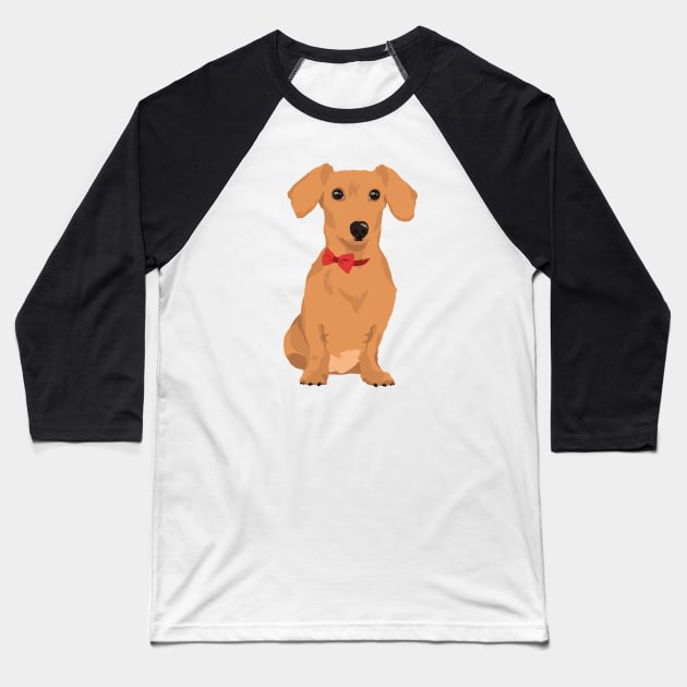 Sweet Tan Dachsund with Neck Ribbon T-Shirt for Dog Lovers Baseball T-Shirt by riin92